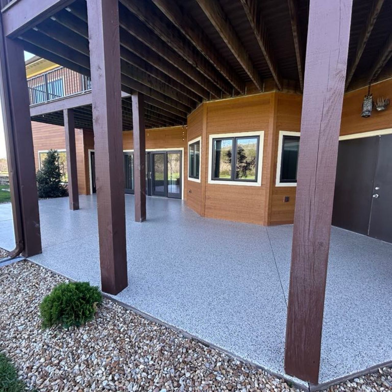 Covered patio flake floor coating Southwest Missouri